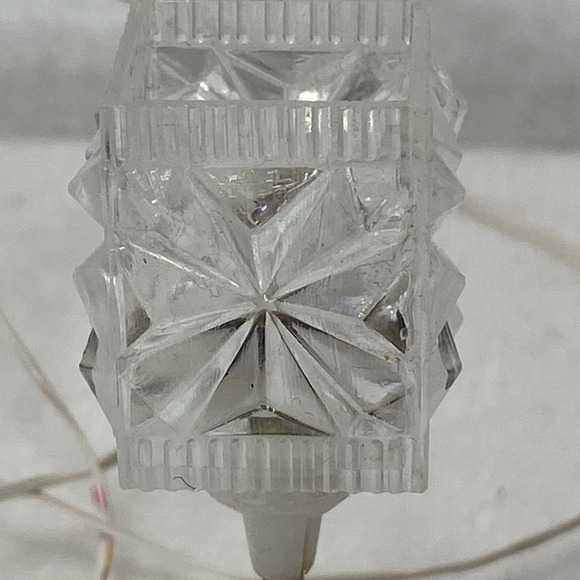 Dollhouse Miniature Table Lamp Clear Faceted Shade Brass Stem Rustic Base Wired - Picture 6 of 9